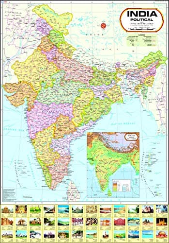 India Map : Political | Laminated Both Sides | 70 x 100 cm