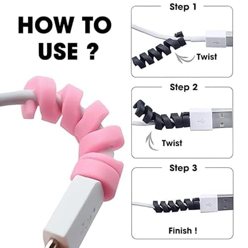 Spiral Cable Protector for Samsung Galaxy M13 (India) Saver Charging Cord Protective Wire Protector Lightweight Durable Flexible Wire Winder Universal Cable Cover (4 Pieces, HC.A) 2