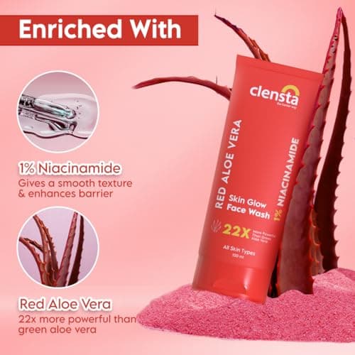 Clensta Red Aloe Vera Face Wash With Vitamin C & Niacinamide For Nourishing, Hydrating & Glowing Skin | Face Wash For All Skin Types For Women & Men 100 Ml | NEW LAUNCH 4
