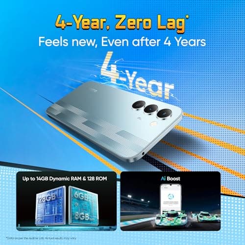 realme narzo 100 Lite 5G (Frost Silver,4GB+128GB) | 7000mAh Titan Battery | 4 Years, Zero Lag | 144 Hz Ultra Smooth Display | 6 nm Octa-core 5G Chipset | Color Pop Design | VC Cooling 5