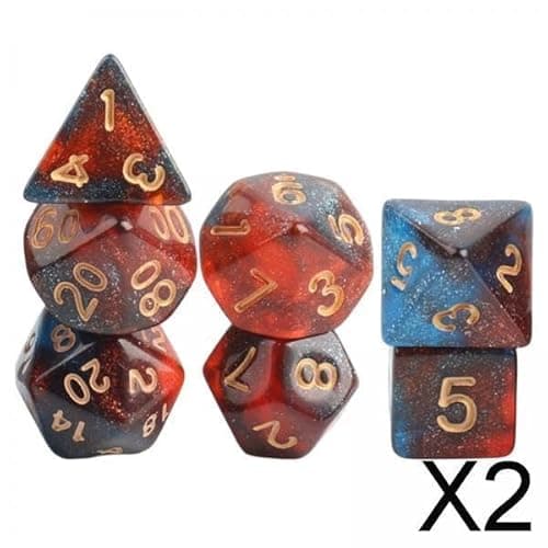 ATORSE® 2x7x Polyhedral Dice Party Game Dice Game for DND Table Game Star Dark Red 2