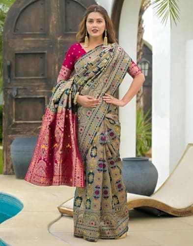 Yashika Women's Banarasi Silk Traditional Motifs Woven Saree | Navy Blue Color Saree | Women Sari | Saree_(AZ-YS-OG1-MIHIKA NAVY) 5