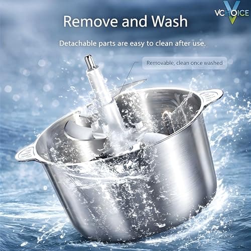 VCHOICE 2 Litre Electric Chopper with Stainless Steel Bowl | 300W Motor | 3 Speed Modes | 4 Stainless Steel Blades | Kitchen Food Processor, Vegetables, Fruits & Onion 5