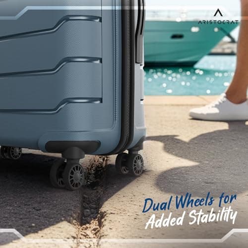 Aristocrat Liberty Large (Check-in) Polypropylene Hard Spinner Trolley Bag, 78Cm|Combination Lock|8 Wheels|3 Years International Warranty|Spanish Blue 4