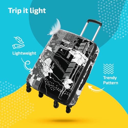 Skybags Medium Acrylonitrile Butadiene Styrene (Abs) Trooper Check-in Size Hard Luggage (65Cm) | Luggage Trolley with 4 Spinner Wheels and Resettable Combination Lock | Black 4