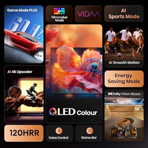 Hisense 108 cm (43 Inches) 4K Ultra HD Smart QLED TV | Dolby Vision Atmos, HDR10+, Dolby Audio | AI 4K Upscaler | ALLM | MEMC | HDR 10+Decoding | Voice Control | VIDAA OS | 43E7Q (Black) 2