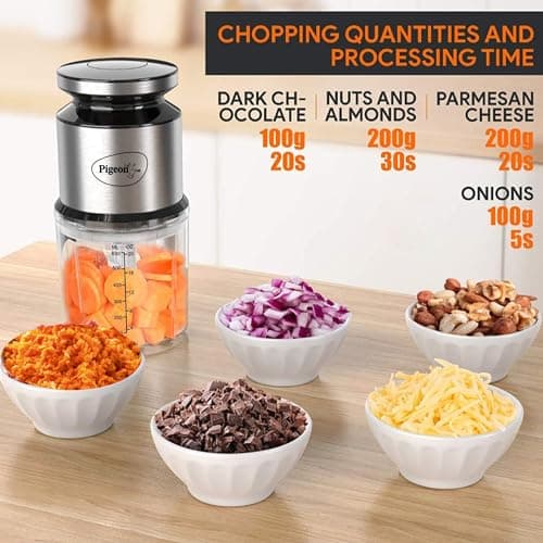 Pigeon Ultra Fast Electric 300 Watts Electric Chopper For Kitchen, Twin Blade Technology, 600 Ml 'Chop-N-Store' Plastic Bowl With Lid, Vegetable Chopper, Cutter, Chop, Mince, Dice, Whisk, Blend, Red 2