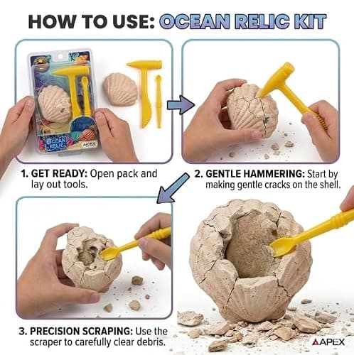 APEX Ocean Relic Kit 1 Surprise Ocean Relic Excavation Toy for Kids 5+ with Digging Tools STEM Educational Discovery Science Activity Gift Boys and Girls 2