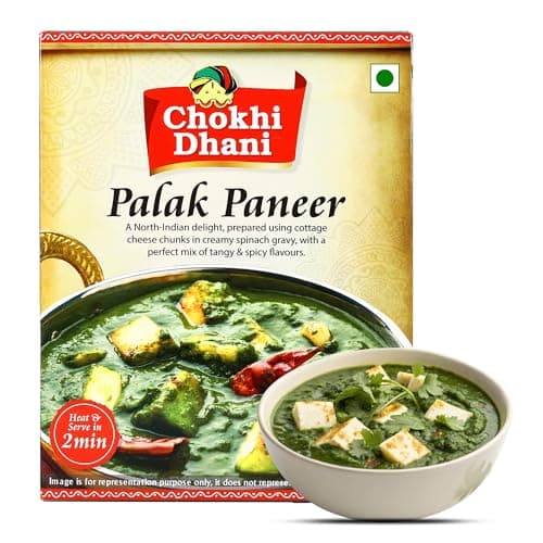 Chokhi Dhani Palak Paneer Ready to Eat 300g | Pure Veg Spinach & Paneer Curry | Heat & Serve Indian Meal | No Added Preservatives