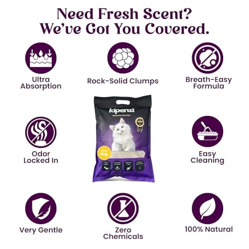 Kipenzi Bentonite Cat Litter- White Bentonite Cat Litter | Strong Clumping | 99.9% Dust-Free | Easy to Scoop | Natural Formula | Superior Odor Control | Lemon Scent 15 Kgs (3 Packs of 5 Kg) 2