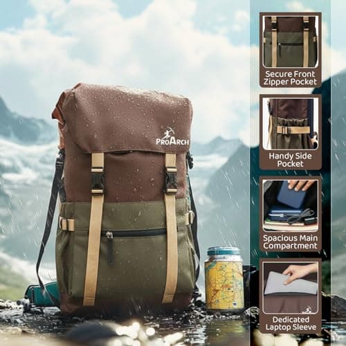 ProArch Atlas Laptop Backpack for Men & Women | Waterproof Travel Backpack | Stylish Office Bag for 15.6 Inch Laptop, College, Business, Casual & Outdoor Use (MehndiChocolate) 3