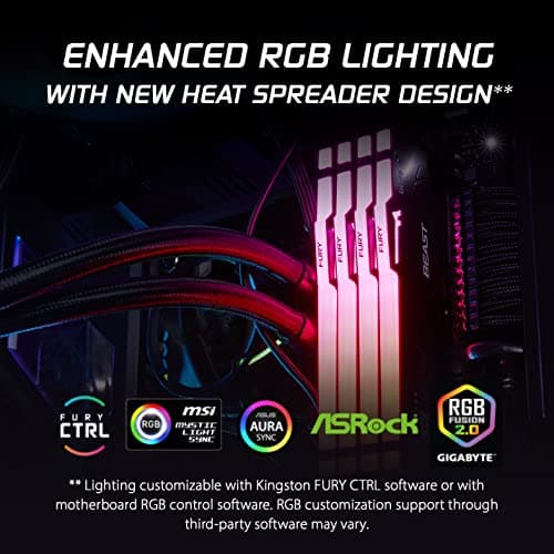 Kingston Fury Beast RGB 64GB 5600MT/s DDR5 CL40 DIMM Desktop Memory (Kit of 2) | Intel XMP 3.0 | Infrared Sync Technology | Overclocking Stability | KF556C40BBAK2-64 3