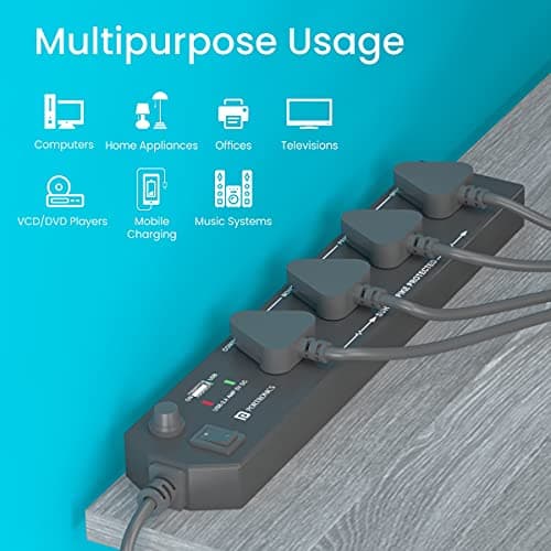 Portronics Power Plate 4 Extension Board with 4 Universal Sockets, USB Charging Port, 1.5 Meter Long Cord, 1500 Watts, Child Safety Shutter, 3 Pin Multi Plug for Home Appliances (Black) 4