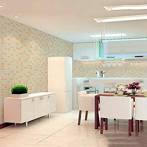 wolpin DIY Bathroom Wallpaper (45 x 300 CM, Brown) | Waterproof Kitchen Tiles Pattern Self Adhesive Wall Sticker | Stove Backsplash Countertop Decorative PVC Vinyl Roll for Home Décor 2