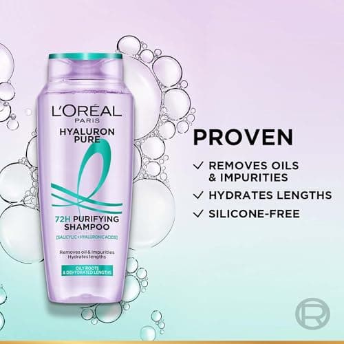 L’Oréal Paris Hyaluron Pure 72H Purifying Shampoo, For oily scalp & dry hair with salicylic and hyaluronic acid, 200 ml 4