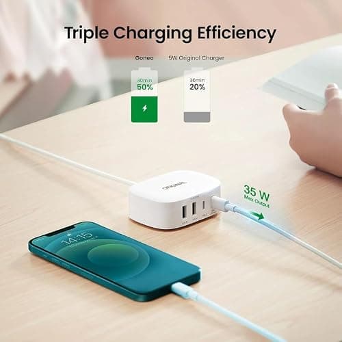 Drumston (15 Years Assured Warranty) 35W USB Charging Station with 4 Ports, 2 USB-A & 2 USB-C Fast Charging Hub, PD Quick Charge Multi Device Charger for Smartphones, Tablets, Earbuds, Smartwatches 3
