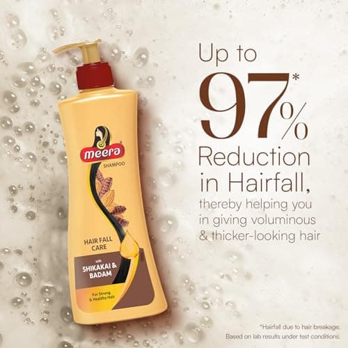 Meera Shampoo Hairfall Care, With Goodness Of Badam and Shikakai, For Men And Women, 340ml, Yellow (MSAM0340HFC02R) 2
