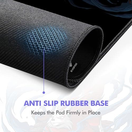 EvoFox Falcon X85 Extended Mouse Pad/Desk Pad for Laptop, PC Gaming and Desk with Extra Large Speed Surface, Non-Slip Base and Anti-fray Stitched Edges XXL [850mm x 300mm] 5