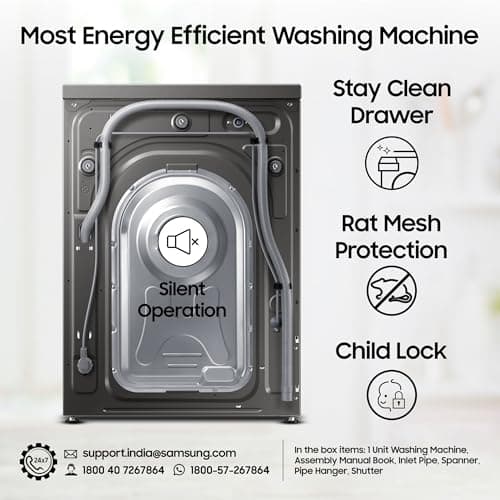 Samsung 7 kg, 5 Star, AI Control, Wi-Fi, Digital Inverter, Motor, Fully-Automatic Front Load Washing Machine (WW70T502NAN1TL, Hygiene Steam, Inox) 5