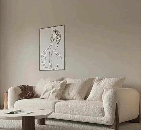 PREMIUM CART Upholstered 3 Seater Sofa Three Seater Sofa with Wooden Legs for Living Room Hotels & Offices (3+1+Puffy Boucle Beige) 4