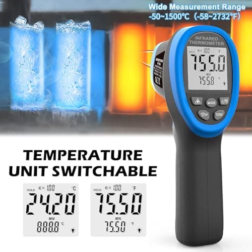 SKYKING 1500°C Industrial Infrared Thermometer Gun | Non Contact IR Pyrometer Temperature Gun with Dual Laser & Adjustable Emissivity | High Temp Thermometer for Furnace, Kiln, Foundry, Metal Casting 5