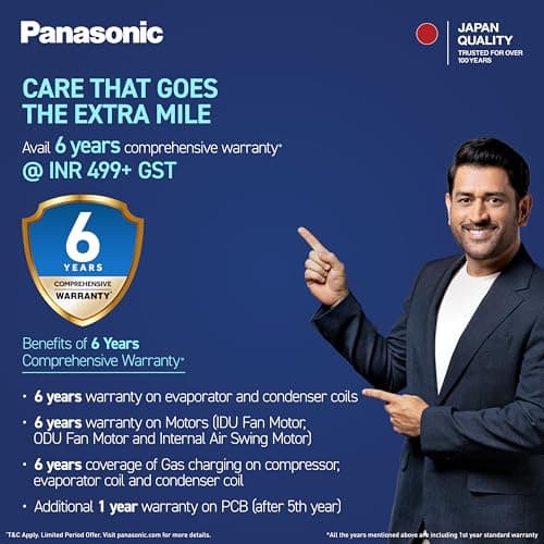 Panasonic 1.5 Ton 5 Star,New Star rated, Premium WiFi Inverter Smart Split AC (DustBuster Tech, Matter Enabled, AI, Higher Airflow, Copper Cond., 8in1 Convertible,4-Way,PM0.1 Filter,CS/CU-NU18BKY5WX,W 2