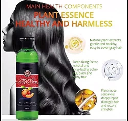 Fruit Vinegar Hair Dye Color for Both Men, Women, Natural & Ammonia Free Color Dye for Men & Women Black Hair (500ml x 2) - Black 5