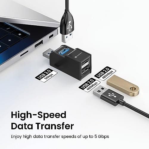 Portronics Mport 3A USB Hub Dock (3-in-1), Multiport Adapter with USB 3.0 & 2-Port USB 2.0, Upto 5 Gbps High Data Transfer Speed for PC, Laptop & Mac (Black) 4