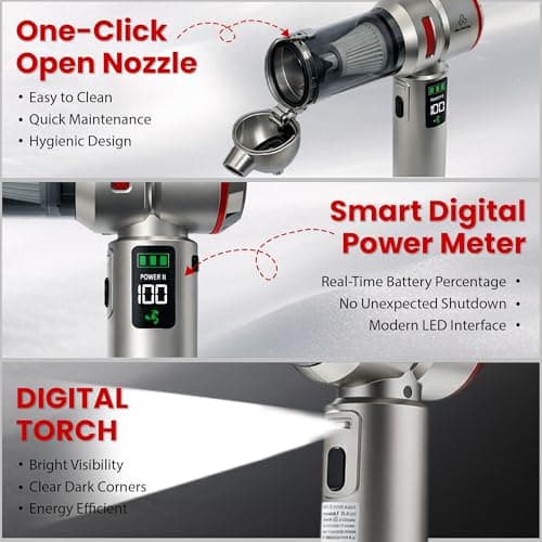 Autofy Storm 3 [4-in-1] Powerful & Fully Wireless Car Vacuum Cleaner Air Blower - 18000PA 3.5X More Suction Power - BLDC Long Life Motor - 3 Suction Speeds - 25 mins Runtime (24 Months Warranty) 2