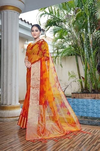 Women Saree Stylish Ethnic Pattern Traditional Festive Occasion Graceful Elegant Appearance Mustard 3