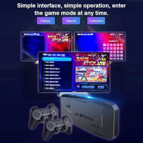 SMARTCAM Game Stick 20000+ INBUILT Video Game Console Retro Classic 3D 4K Full HD with 2 Wireless Gamepad Plug & Play Video Game 64GB 5