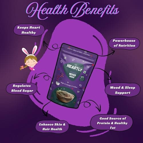 Heartly 5-in-1 Mixed Seeds 200g | Chia, Flax, Pumpkin, Sunflower & Watermelon Seeds Mix | High Protein Omega-3 & Fiber Superfood | Healthy Snack for Weight Loss, Heart & Immunity Support | Raw Natural 5