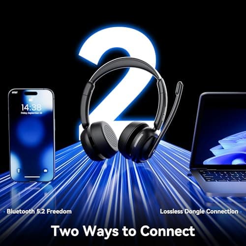 Waxop Wireless Headset with Mic for Work, Bluetooth Headset with Noise Cancelling Mic & Mute Button, Wireless Headphones with Mic for Remote Workers/Office Professionals/Call Center/PC/Laptop 3