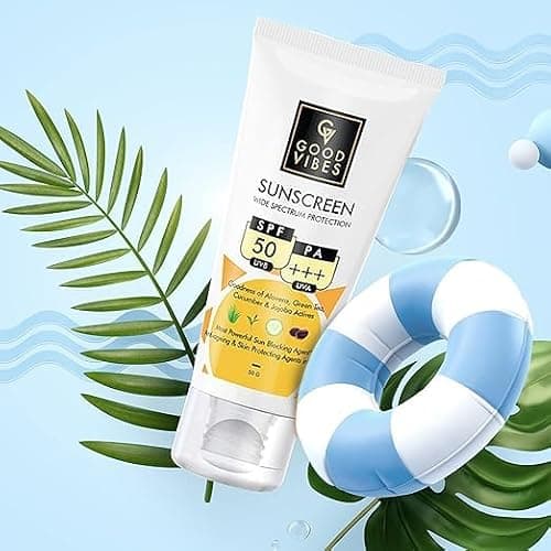 SPF 50 PA+++ Sunscreen Cream | Broad Spectrum Protection | Lightweight Non-Greasy Sunblock with Aloe Vera Green Tea Cucumber Jojoba | Hydrating Daily Face & Body Sunscreen for Men Women 50g. (Pack Of  5