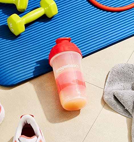amazon basics Sports Shaker Bottle with Storage Compartment and Blender Ball 3