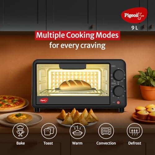 Pigeon Oven Toaster Grill (12381) 9 Liters OTG Without Rotisserie for Oven Toaster and Grill for Grilling and Baking Cakes (Grey) 5
