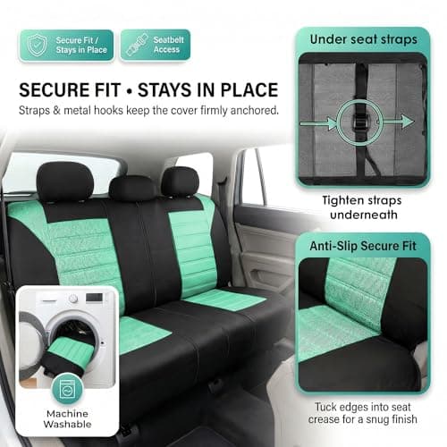 FH Group Premium 3D Air Mesh Seat Covers Full Set w. Gift (Orange/Black) - Universal Fit for Cars, Trucks & SUVs 4