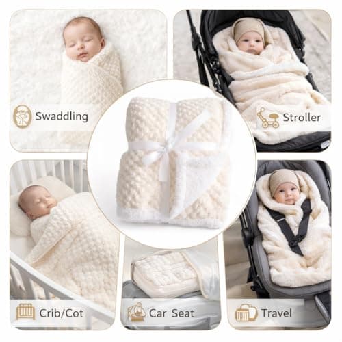 First Kick Premium Baby Blanket 100×75 cm – Ultra Soft Flannel Sherpa Newborn Blanket for Winter, AC, Stroller, Crib, Travel (0-12 Months) 4