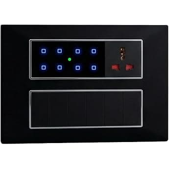 Smart WiFi Touch Switch Board 12 Modular Premium with 8 Switch & 1 Fan Control & 2 Socket | Compatible with Alexa & Google Assistant | App, Remote & Voice Control | No Hub Required