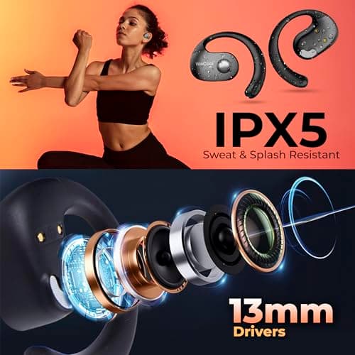 WeCool Moonwalk Mini Ows Bluetooth Open Ear Earphones Wireless with Call Noise Reduction,Ideal for Running,Cycling,and Gym,Long Playtime,Dustproof and Waterproof,C-Type Earphones for Android/iOS-Black 4