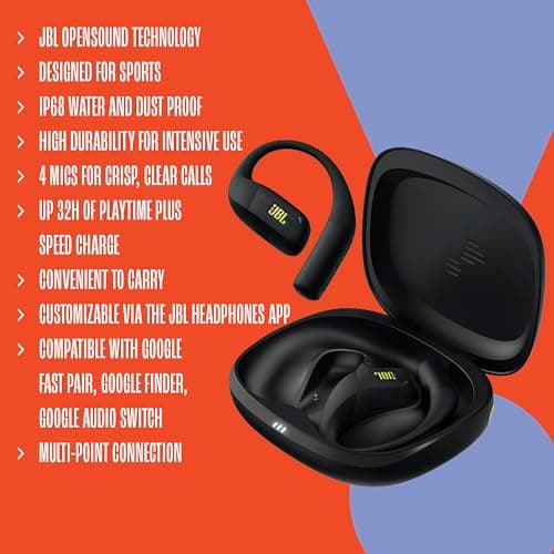 JBL Endurance Zone - True Wireless Open-Ear Sport Headphones with 4 mics for Crisp, Clear Calls, Water & dust Proof (IP68), and Up to 32 Hours of Playtime, Plus Speed Charge (Black/Grey) 5