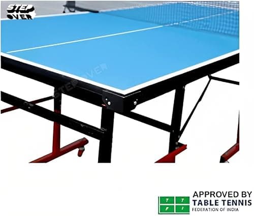 STEP OVER Mini Wood Table Tennis Table (6x3 ft) with Wheel (Laminated Top 18 mm + 2 Tt Racket & Balls) (Blue) 2