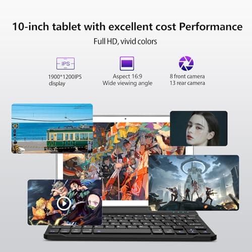 EITOMIN 10 Inch Tablet 2024 Newest Android 13 Tablet 128GB ROM 16GB RAM + 1TB Expandable Octa-Core Tablet with Keyboard 5G WiFi Tablet 1080FHD/13MPCamera/7000mAh/Bluetooth 5