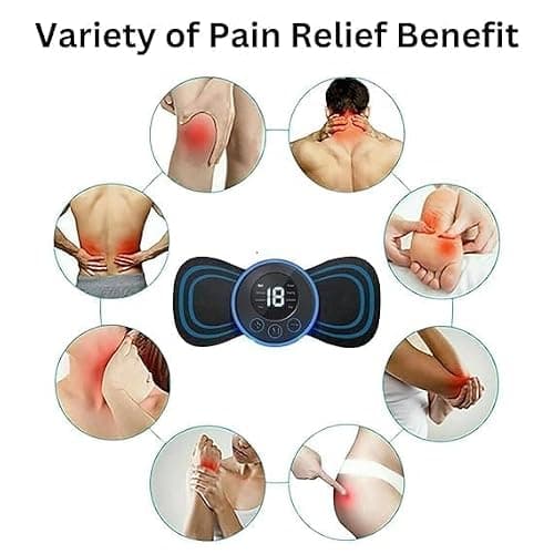 2 Sets Mini Massager for Pain Relief, Portable Electric Body Massager Machine, EMS Muscle Stimulator,Butterfly Back Neck Shoulder Massager for Body Pain Relief,Compact Travel Massager (2, Blue) 5