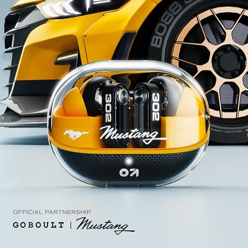 GOBOULT Mustang Sprint in Ear Earbuds with 60H Playtime, Amp App Support, 32dB Active Noise Cancellation, Quad Mic ENC, Dual Device Pairing, 10mm Driver, BTv 6.0 Wireless (Turbo Yellow) 2