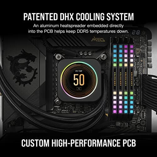 Corsair Dominator Platinum RGB DDR5 32GB (2x16GB) DDR5 7200 MHz C34 Intel Optimised Desktop Memory (Onboard Voltage Regulation, Patented Corsair DHX Cooling, 12 Ultra-Bright CAPELLIX RGB LEDs) Black 5