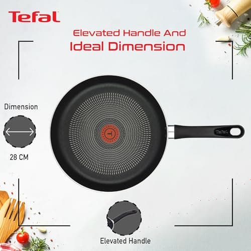 Tefal Delicia Titanium Non-Stick Coating Fry Pan | Thermo-Spot Technology/PFOA Free, Titanium Non-Stick Coating / 28 cm/Suitable for Gas, Electric, Ceramic Hobs/Black / 2 Years Coverage 5