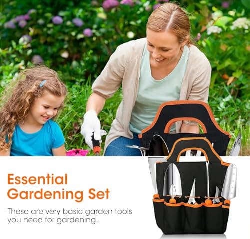 HASTHIP® 10Pcs Gardening Tools Set - Heavy Duty Stainless Steel - Gardening Tools Kit for Home Garden - Plant Cutter for Home Garden - Manual Planting Tools with Tool Bag - Suitable for Patio & Lawn 6