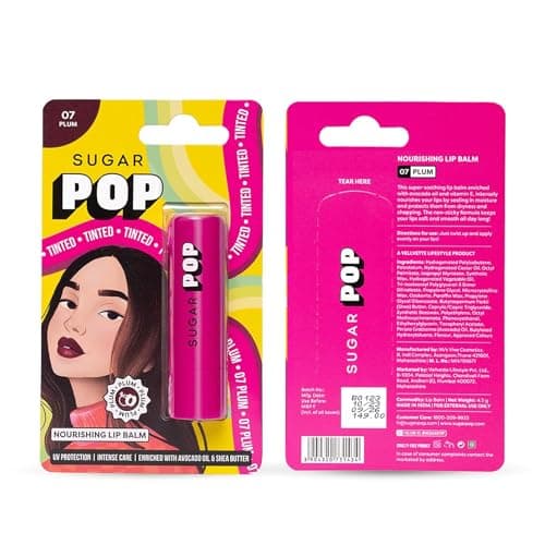 SUGAR POP Nourishing Lip Balm, 4.5g - 07 Plum Tinted Lip Moisturizer For Dry & Chapped Lips Enriched With Castor Oil, SPF Infused Lip Care For Women 3