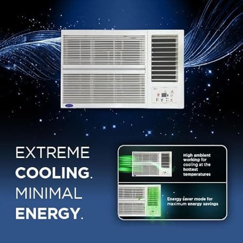 Carrier ESTRELLA Gx (P) 1.5 Ton 3 Star Window Inverter AC with Dust Filter, Auto Restart, Turbo/Sleep/Dry Mode | 100% Copper Condenser | Energy Efficient, Cools Even at 52°C (CAW18EC3R36F0, White) 4